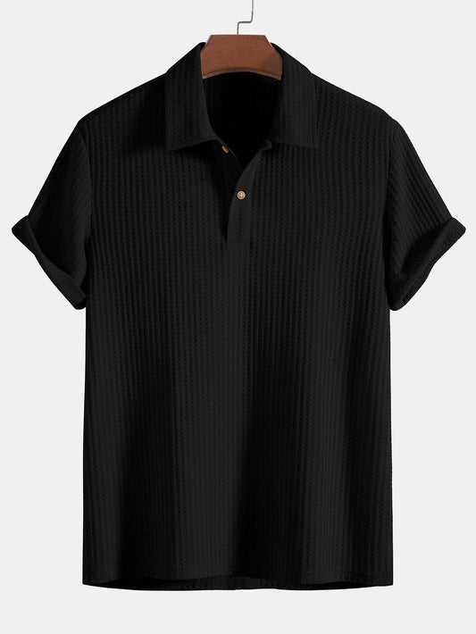 Knitted Waffle Polo Shirt