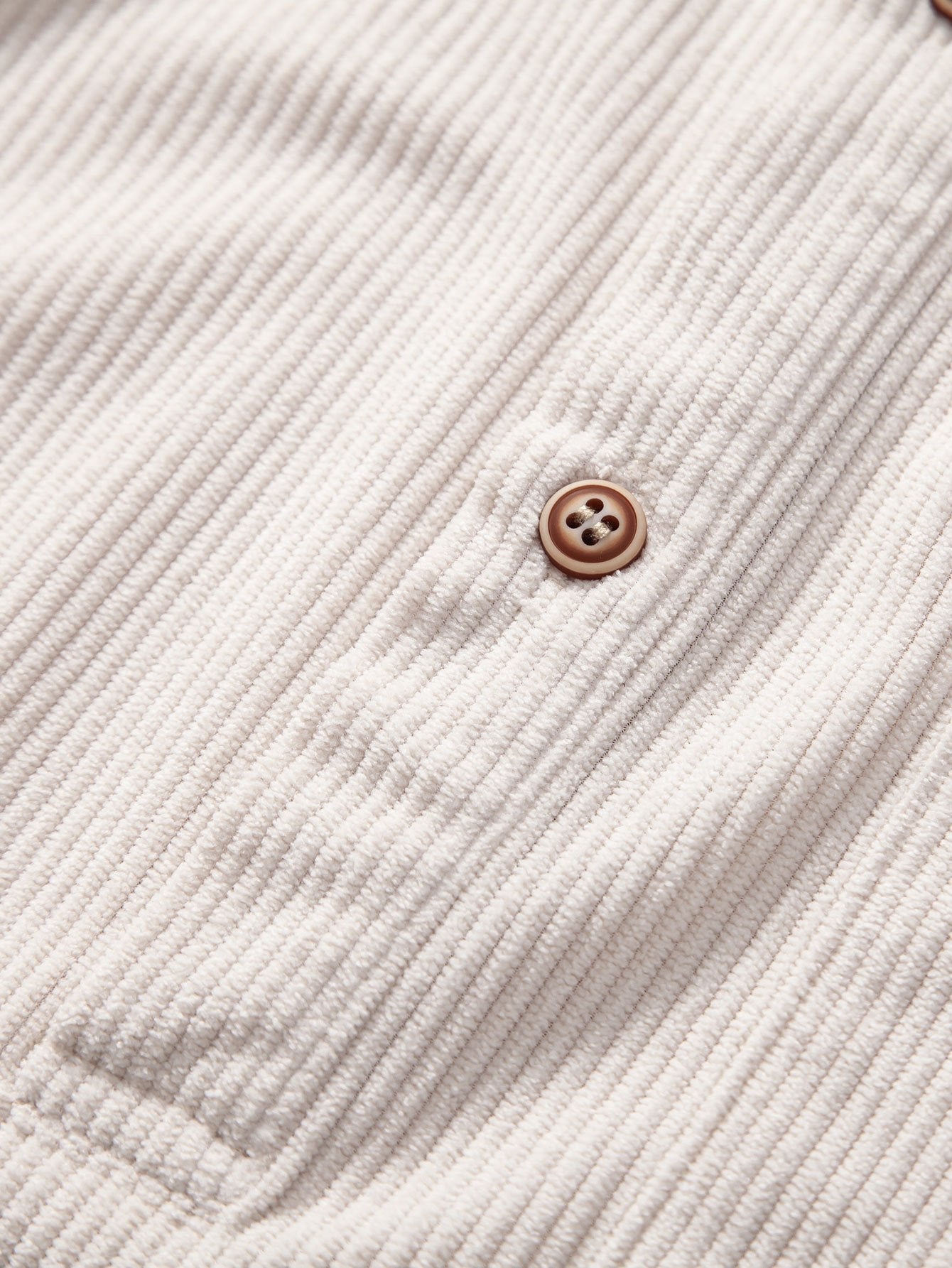 Long Sleeve Polo Neck Corduroy Shirt & Shorts