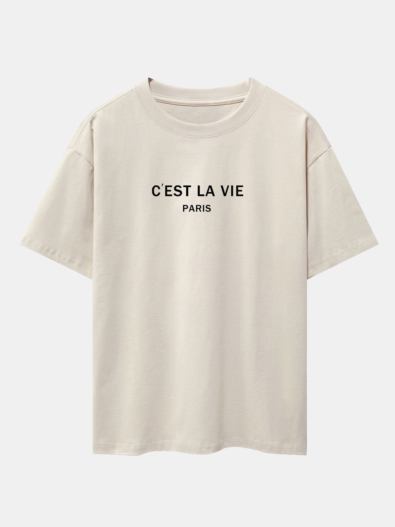 Paris Letter Print Dropped Shoulders Oversize T-Shirt & Sweat Shorts