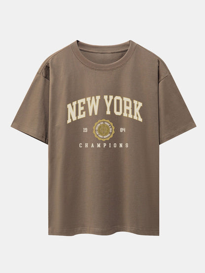 New York Varsity Print Heavy Weight Oversize T-Shirt & Jersey Shorts