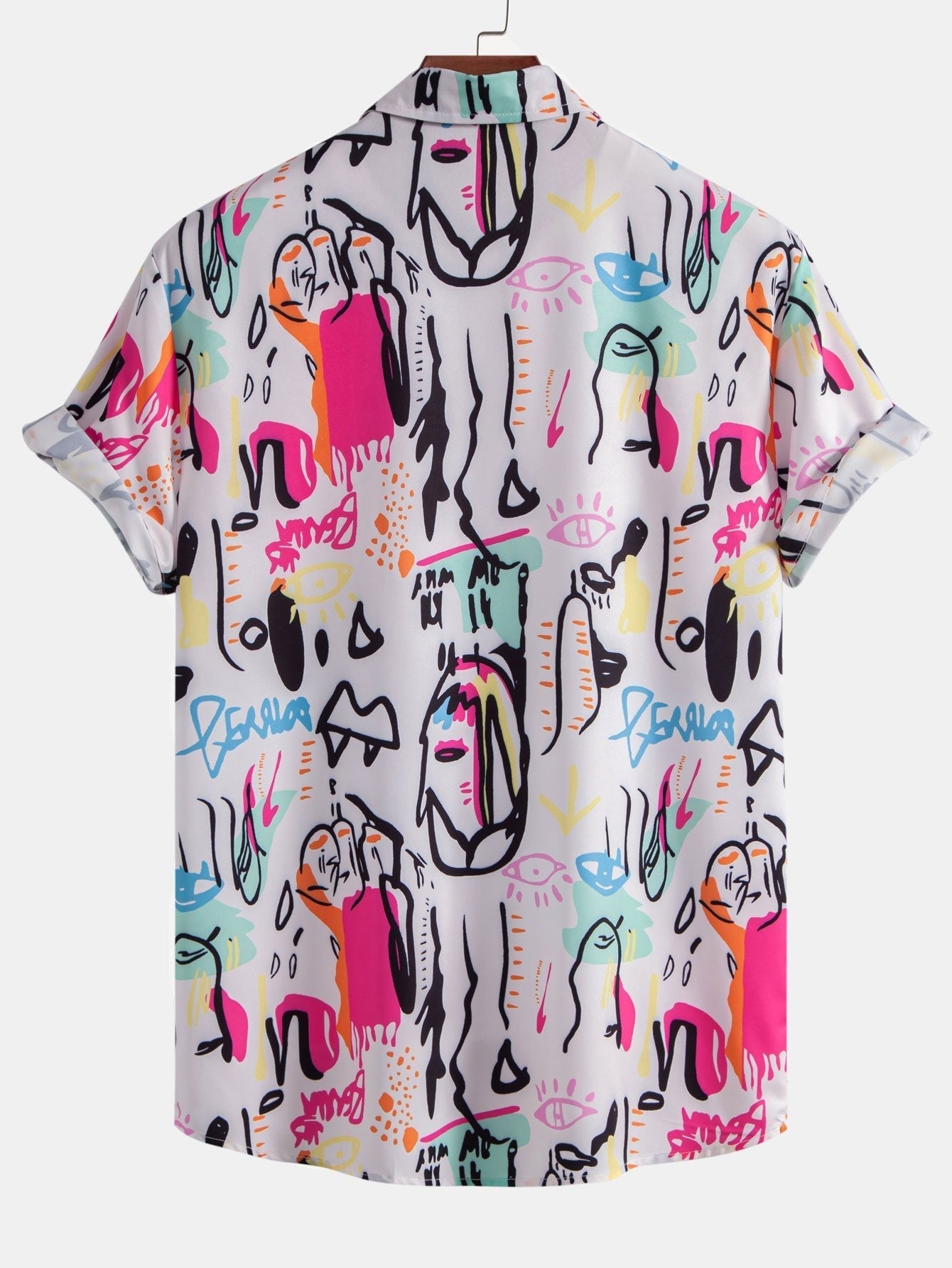 Graffiti Print Button Up Shirt & Swim Shorts