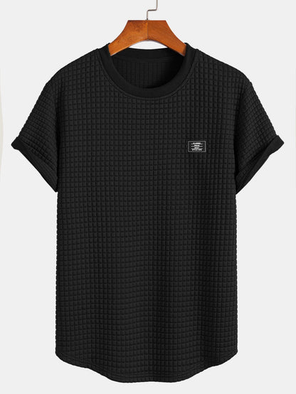 Short Sleeve Waffle Arc Hem T-Shirt