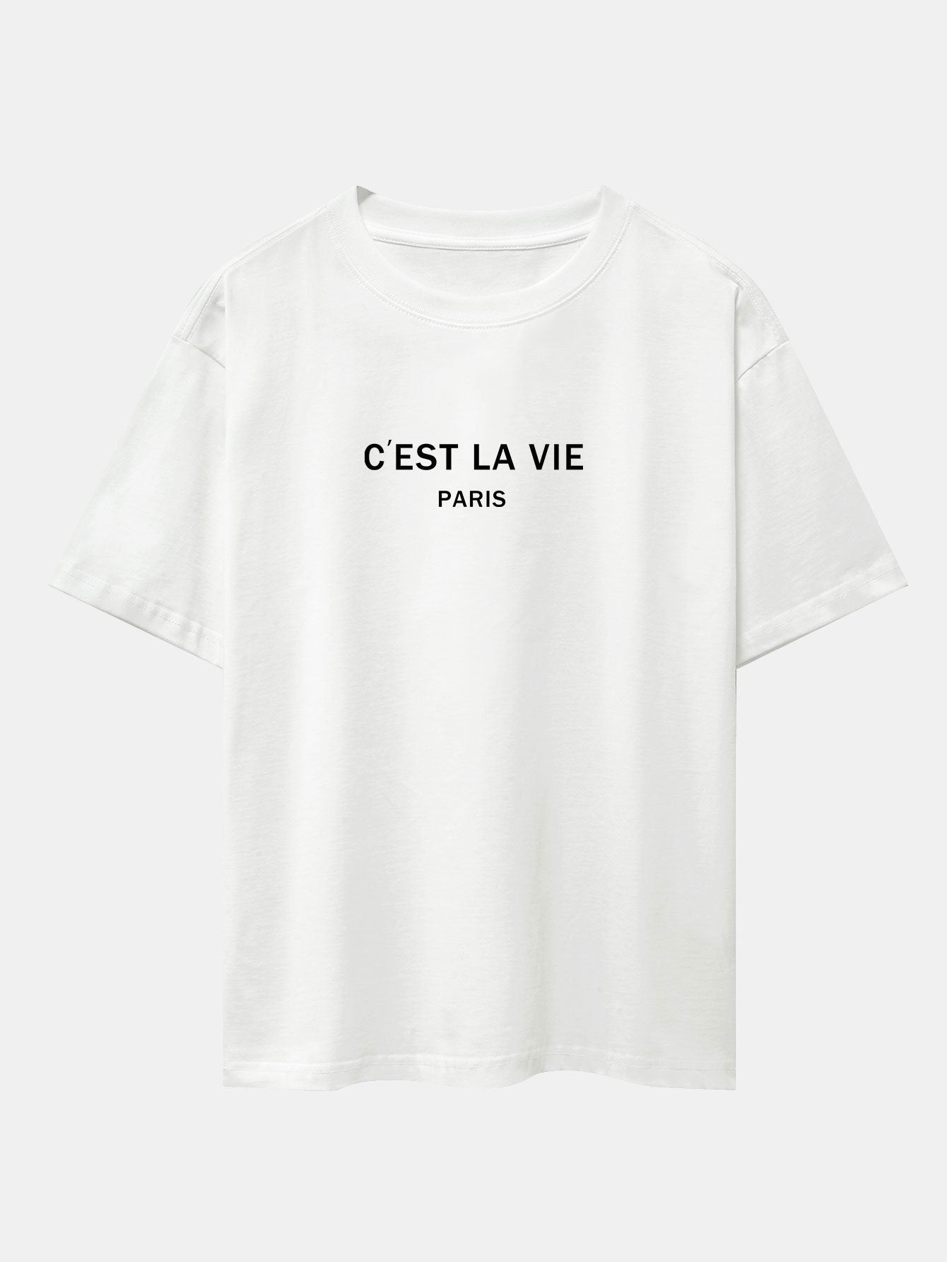 Paris Letter Print Dropped Shoulders Oversize T-Shirt & Sweat Shorts