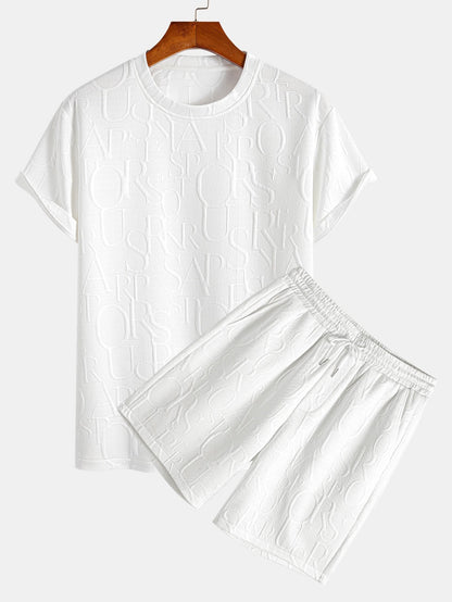 Short Sleeve Letter Jacquard T-Shirt & Shorts