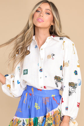 Soleil White Embroidered Shirt